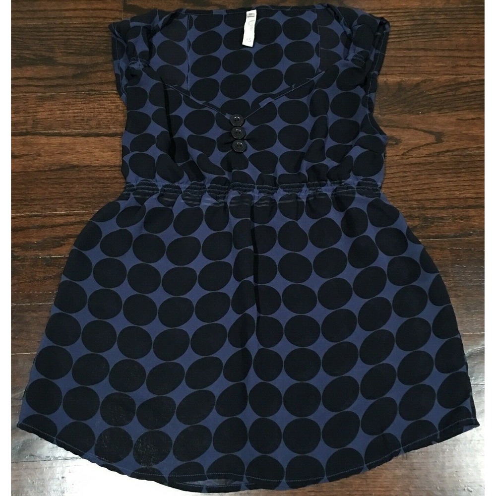 FOSSIL Women's Sleeveless Polyester Polka Dot Shirt Size XS Blue Black  W2050